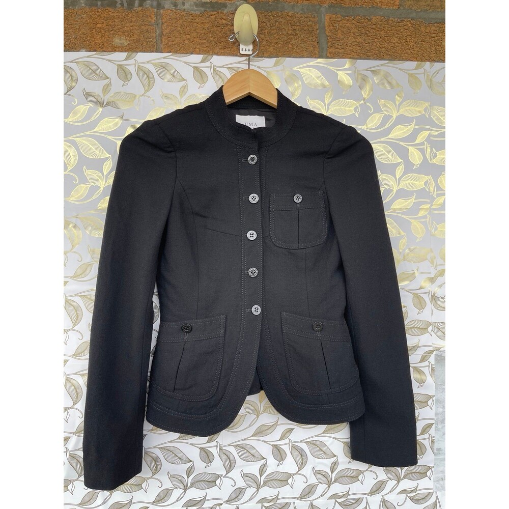 UMA Estnation Black Military Blazer | Dark Academia Stand Collar Jacket 38/4 - Picture 2 of 12